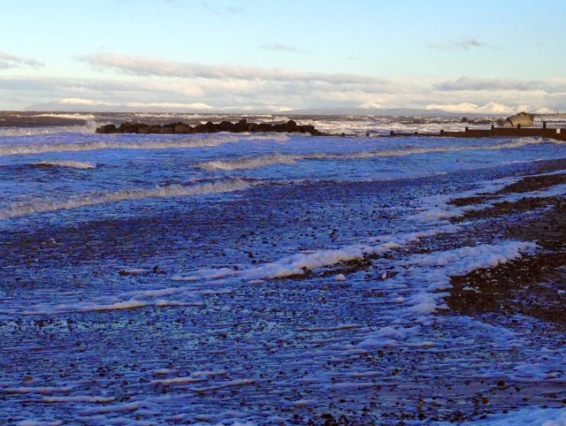 Blackpool Beach, Morecambe Bay, Snowy mountains, sunrise, lake district, Golden Mile